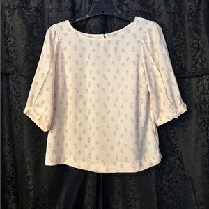 Lauren Conrad Pale Peach 3/4 Puff Sleeve Owed Box Blouse Size XS